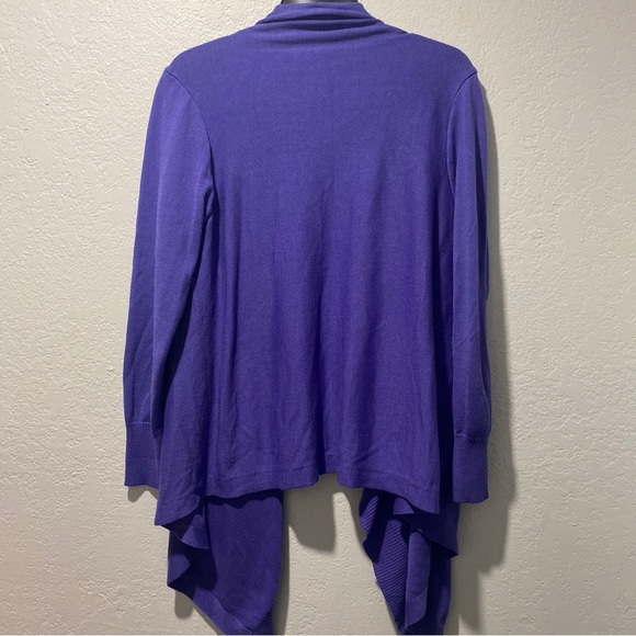 LouLou Sweater Sz M Purple Open Front Long Sleeve Acrylic Cardigan - Picture 3 of 5